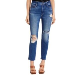Frame Le Sylvie High Rise Cropped Straight Leg Jeans in Swoon